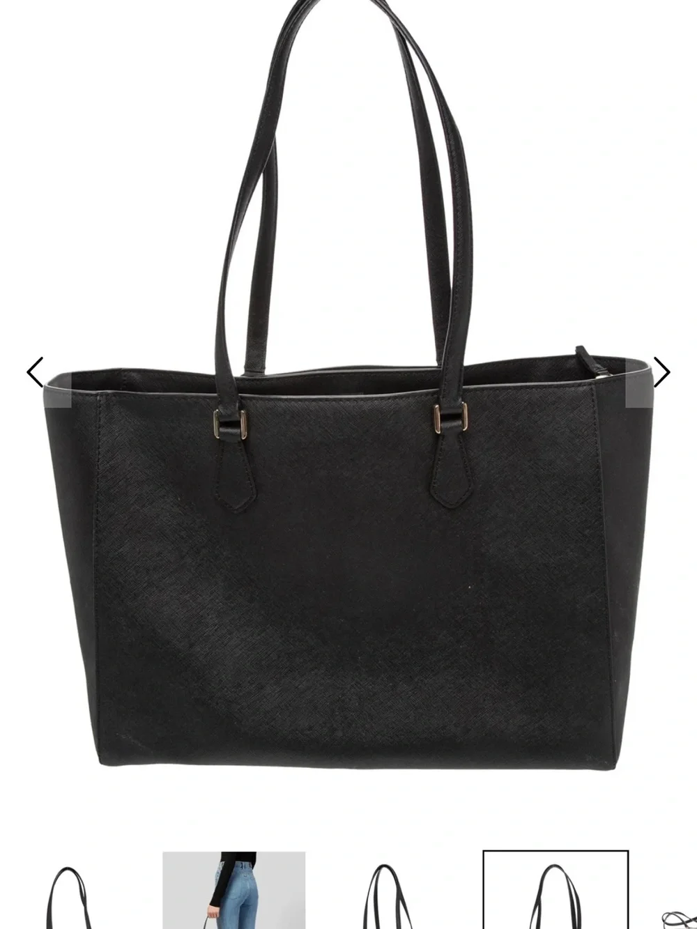 Tory Burch Black Leather Double-Handle Tote - Picture 2 of 7